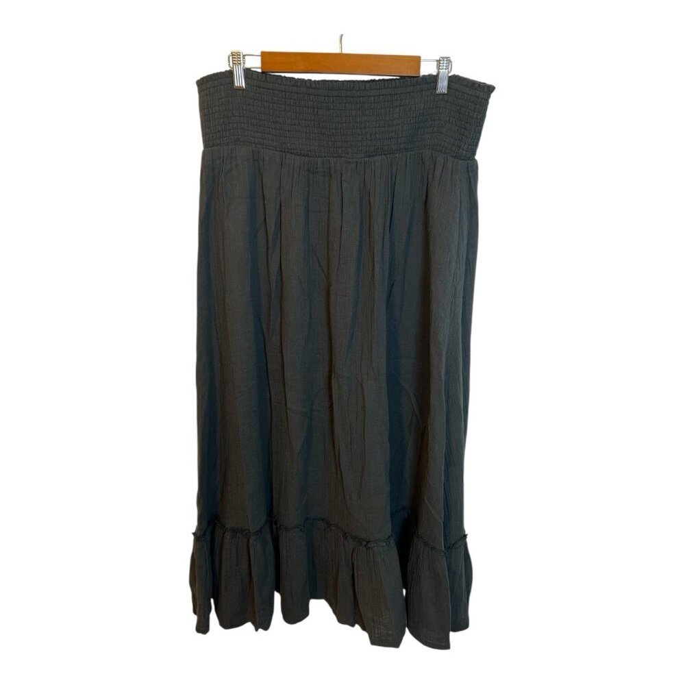 Quince Black Maxi Skirt with Smocked Waist - Picture 4 of 10